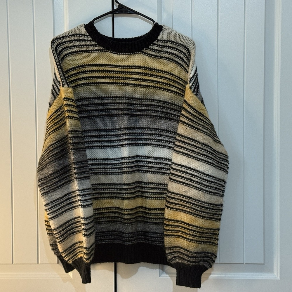 Bibi Cable Knit Sweater Striped Black Yellow Womens‎ Medium